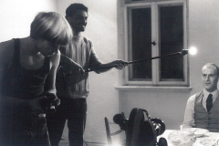 Olaf Böhme bei den Dreharbeiten zum Film "Zu Tisch", 1987